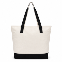 Natural Canvas Tote Bag with Zipper – 12oz Cotton Grocery Shopping Bag, Halloween Party