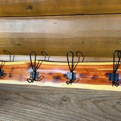 Cedar Coat Rack With Four Hooks 