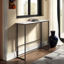 Abble Sleek Console Table with Marble Stone Top, Compact Entryway Table 36"