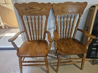Pair of Oak Dining Table Arm chairs