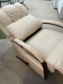 Cream colored La-Z-Boy leather recliner