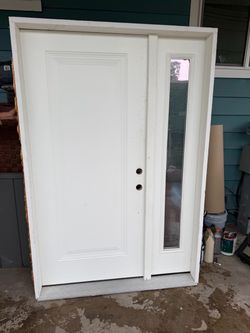 White Exterior Door with Sidelite Panel