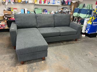 Dark wash Hamilton Sofa with Ottoman