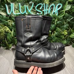 Harley Davidson Wolverine Black Leather Harness Boots Motorcycle D95328 US 9.5