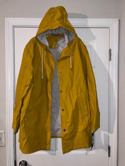 Tommy Hilfiger rubberized PU midlength hooded rain parka raincoat men’s L