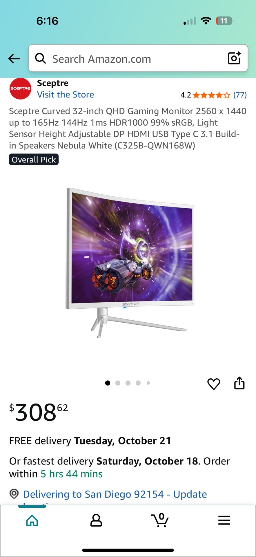 sceptre curved 32 inch 2560 x 1440 160hz monitor