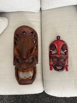 Hand-Carved Wooden Tribal Masks – Set of 2