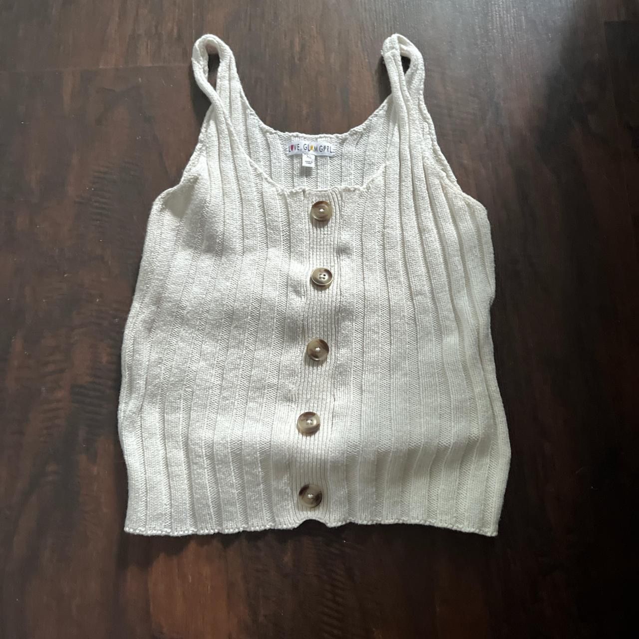 Cream and Tan knit tank top