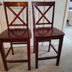 Pair Of Solis Wood Bar Stools 