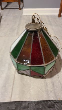 Stain glass hanging lamp with bulb