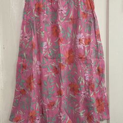 Appleseed’s  women’s pink floral elastic waist midi skirt Medium petite