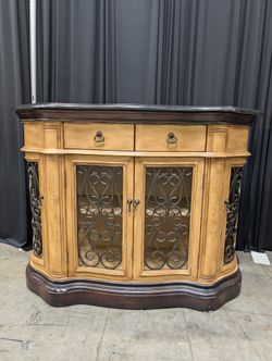 Two-Tone Traditional Wood Buffet with Metal Scrollwork