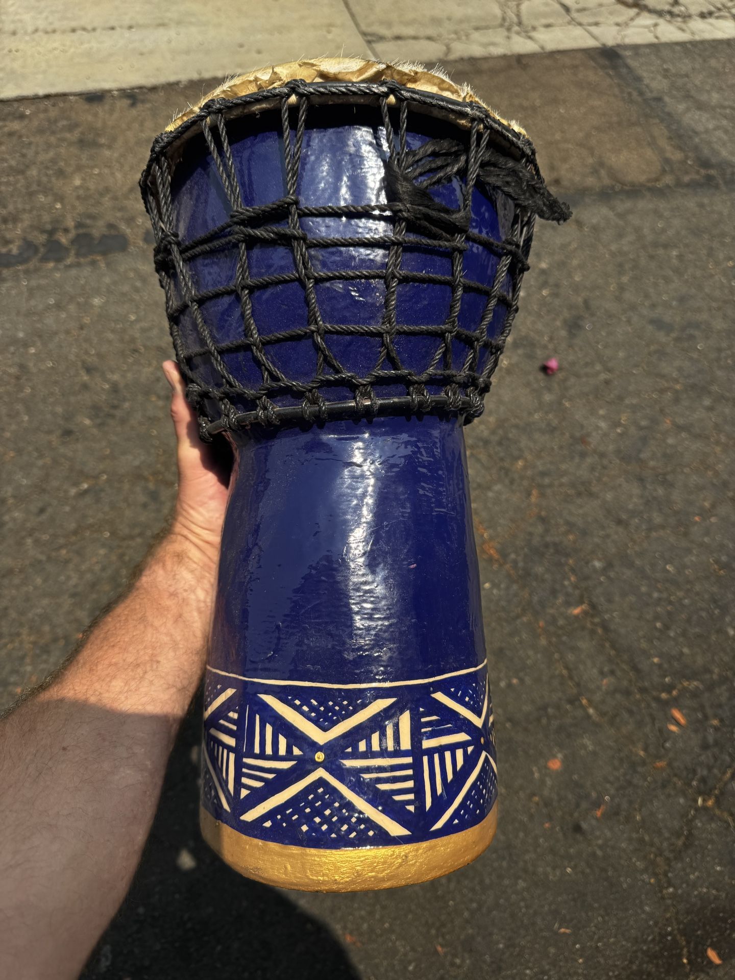 Djembe Blue Drum Circle Hand Made Noche 18 With Seat