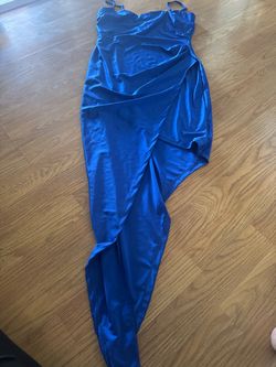 Royal Blue Satin Bodycon Maxi Dress