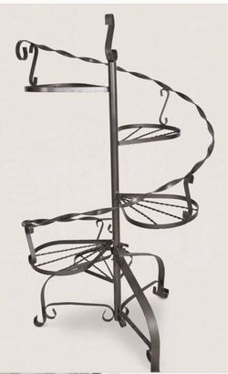 Vintage wrought iron spiral staircase plant stand