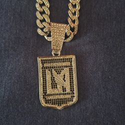 LAFC Iced Out Rhinestone Pendant Necklace
