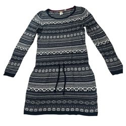 H&M L.O.G.G. Fair Isle Sweater Dress Navy White Knit Size M 