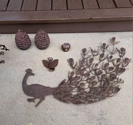 Vtg Peacock, Pinecone Lanterns, Angel, Bell Yard Art Decor - Starting At $5