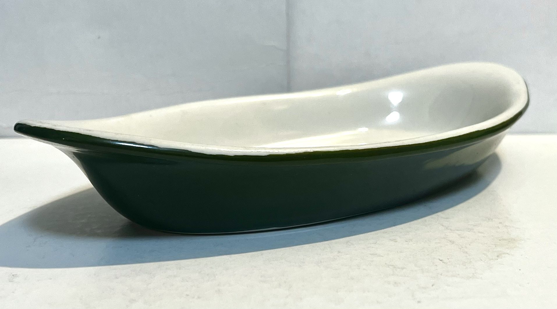 1930-‘69 Hall Forest Green AuGratin Baking Dish, 522, 10”