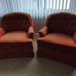 Pair Of Vintage Barrel Back Club Chairs 