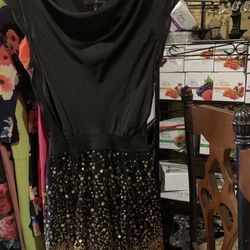 Silk Dress With Gold Shiny  Sequins 