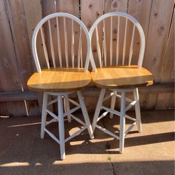 White and light  brown chairs