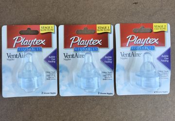 NEW 6 Playtex Standard Size Baby Bottle VentAire Silicone Nipples