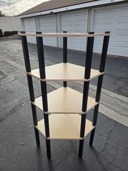 4-Tier Corner Shelf Unit Black and Beige