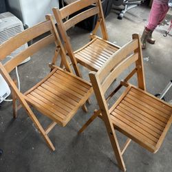 Wood Folding Chairs (Set of 3)