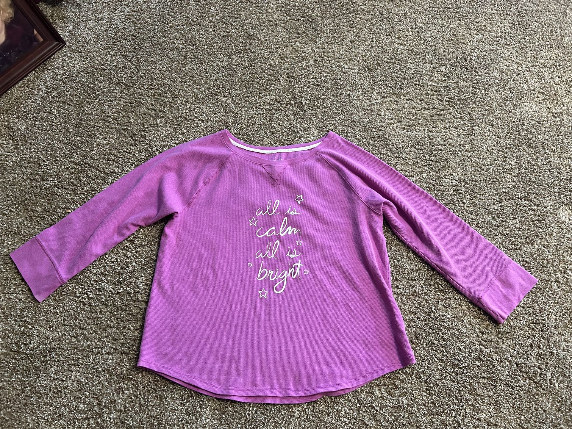 Women 2XL "All is calm, All is bright" Christmas long sleeve t-shirt