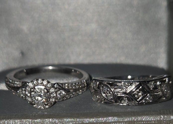 3 RINGS For 1 Great Price! Obo Each Cash Talks Vera Wang 10k White Gold & 1940s Art Deco Platinum Ring & 10k WG Wedding Bands Exl Cond
