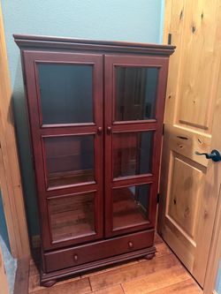 Wood Glass Curio Cabinet / Display Cabinet – 5 Ft – $150