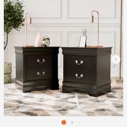 Burkhart Black 2-Drawer 21.63 in. W Nightstand - Set of 2 $200