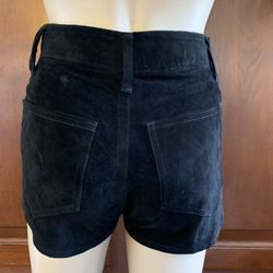 Vintage XS Black Suede High Waist Bootie Shorts Gogo