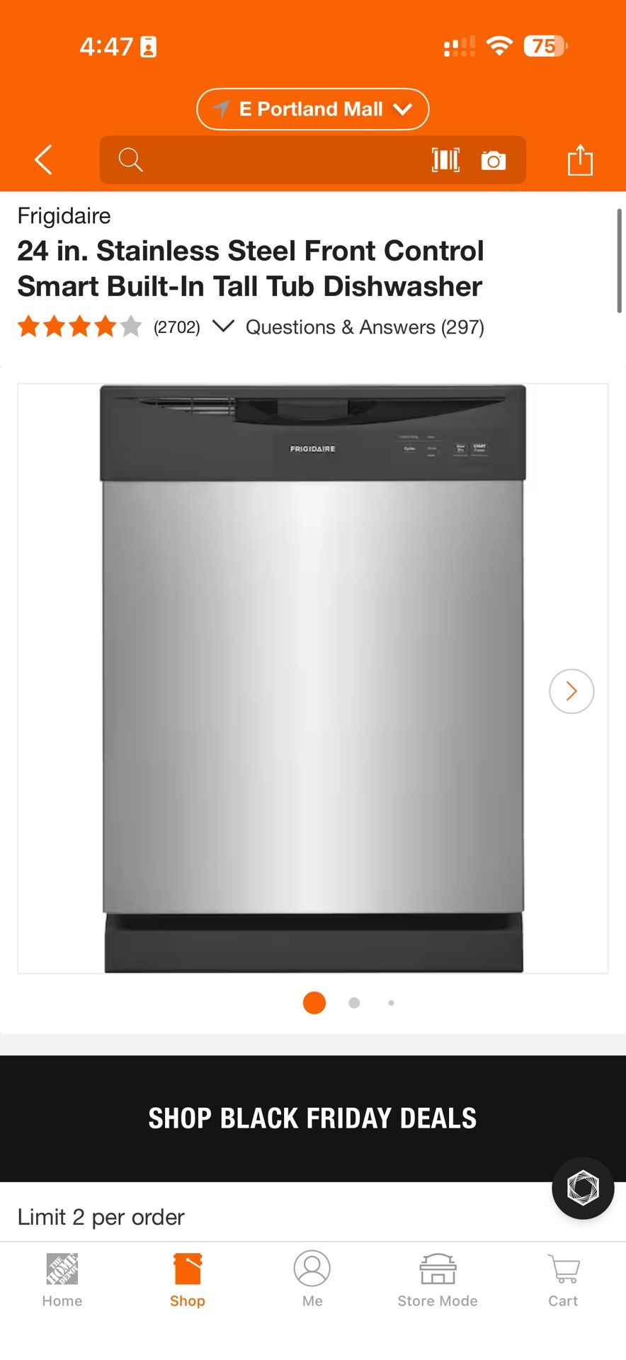 Stainless Steel Front Control Smart Built-In Tall Tub Dishwasher
