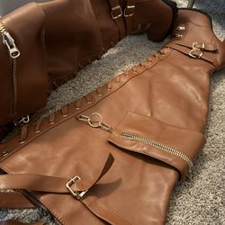 🔥 Women’s Thigh-High Lace-Up Pocket Boots – Size [8.5] 🔥