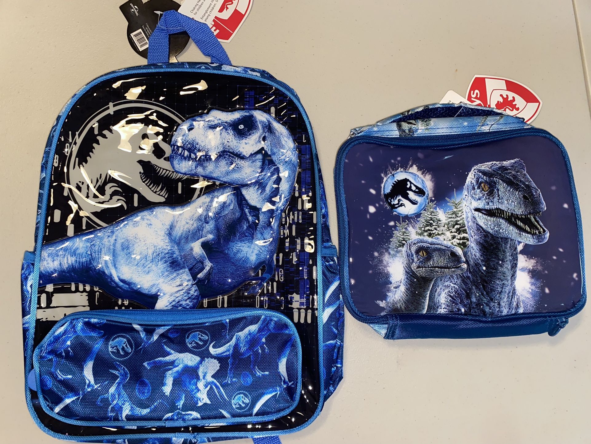 Jurassic Park Backpack & lunch bag Blue velociraptor T-Rex