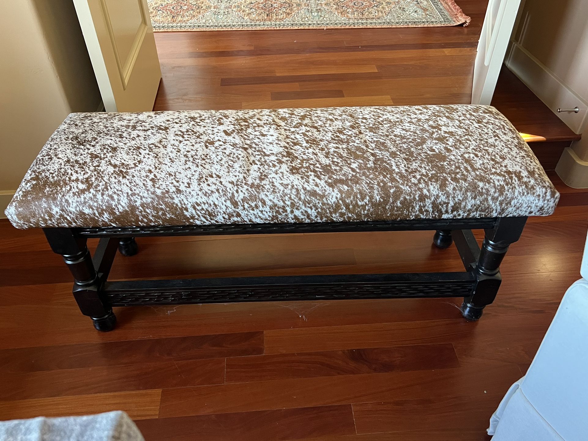 Cowhide Bench Cow Bench Wood Brown