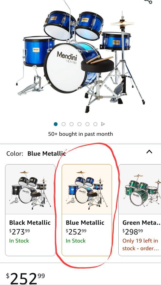 NEW- Mendini by Cecilio 5-piece Drum Set