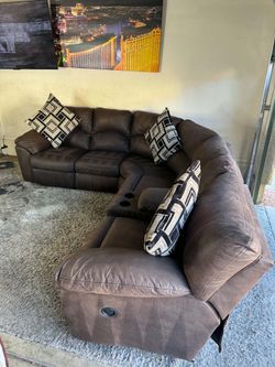 🌟 Ashley furniture brown reclining sectional couch 🛋 ( FREE DELIVERY)