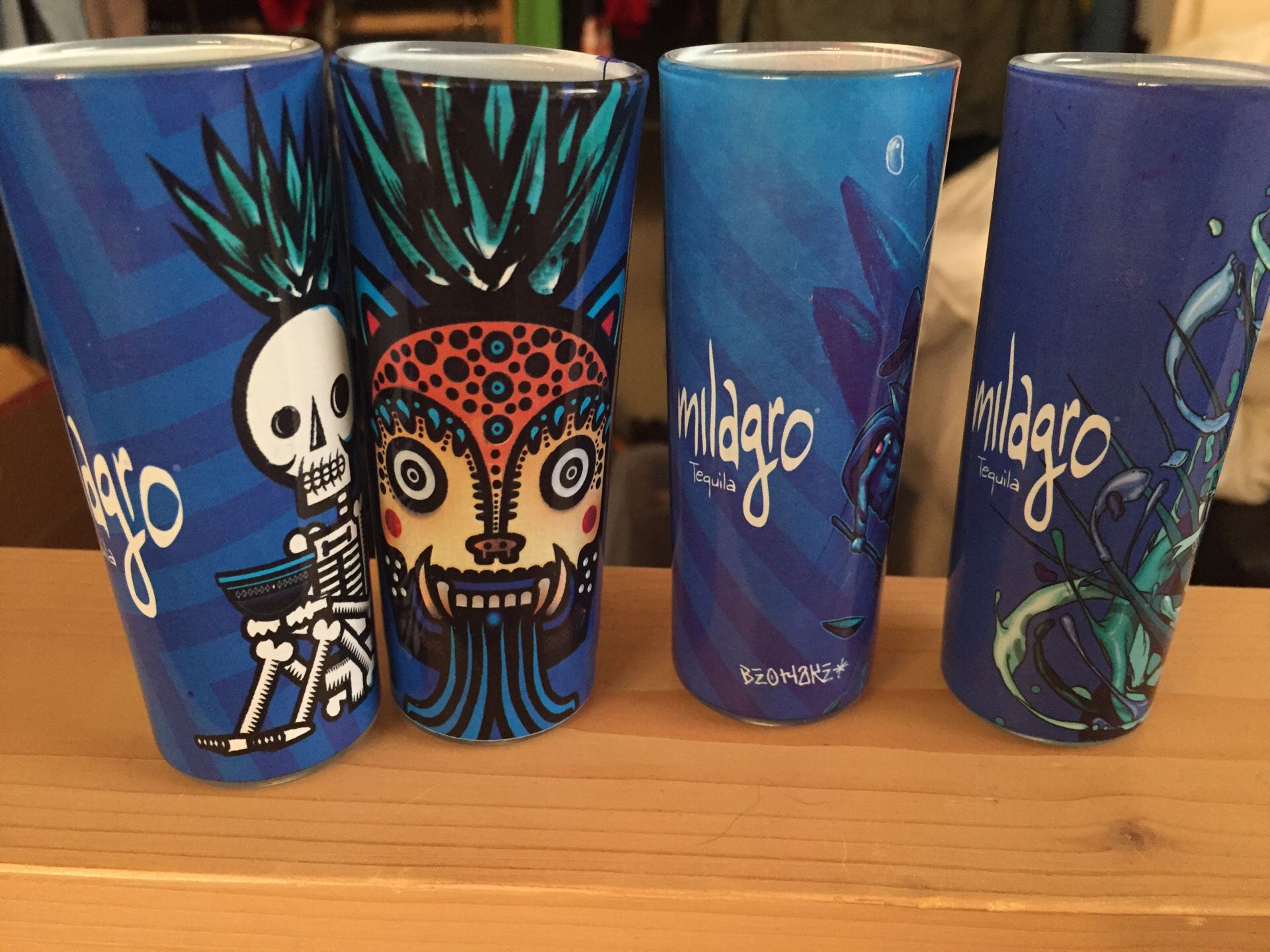 Cute Decorated Collectible Milagro Tequila Shot Glasses