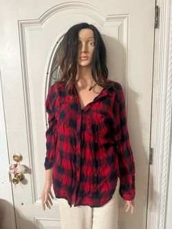 Women’s Red and Black Plaid Button-Up Shirt size XL