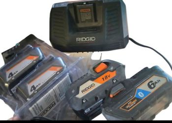 RIDGID 18V Battery Bundle Charger + 2 NEW 4.0Ah Batteries + 6.0Ah Octane + Hyper Lithium