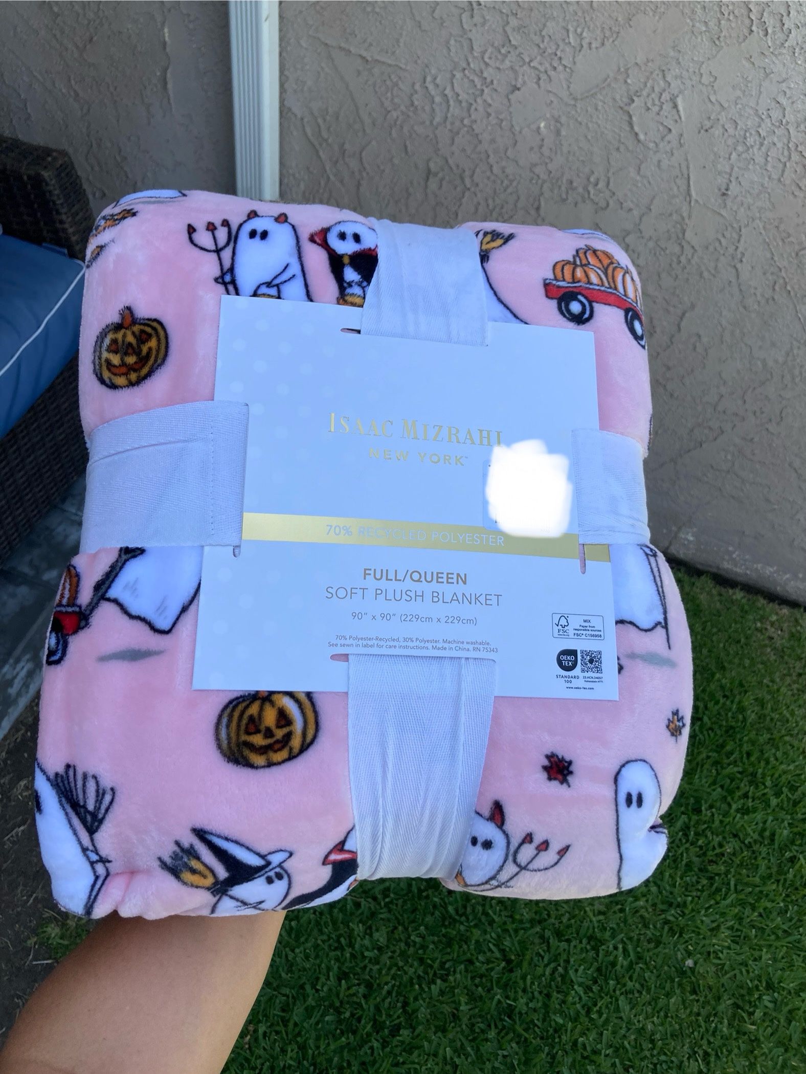 Isaac Mizrahi Pink Ghost Blanket Full/Queen
