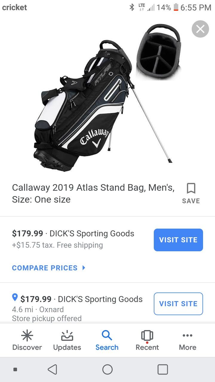 Golf bag and stand