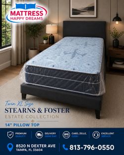Twin XL Size Mattress Pillow Top 14” Stearns & Foster Estate Collection Factory Fresh & Sealed in Plastic Same Day Delivery
