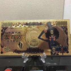 24k Gold Plated Brook “Soul King” (One Piece) Banknote