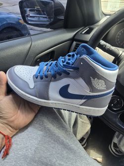 Nike Air Jordan 1 Mid 'True Blue' Cement Grey White