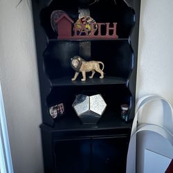 Black Solid Wood Corner Hutch