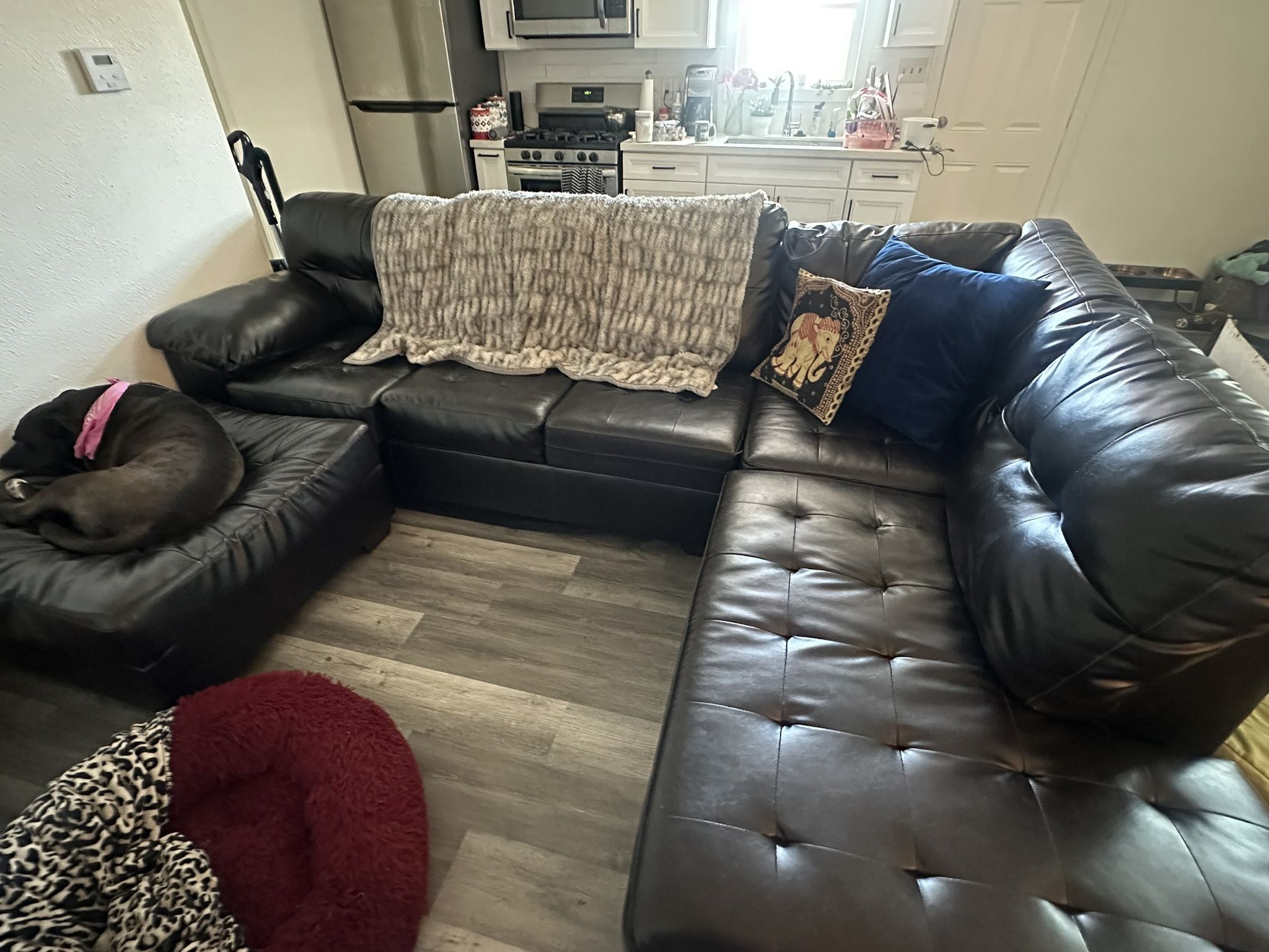Brown Leather Sectional Couch
